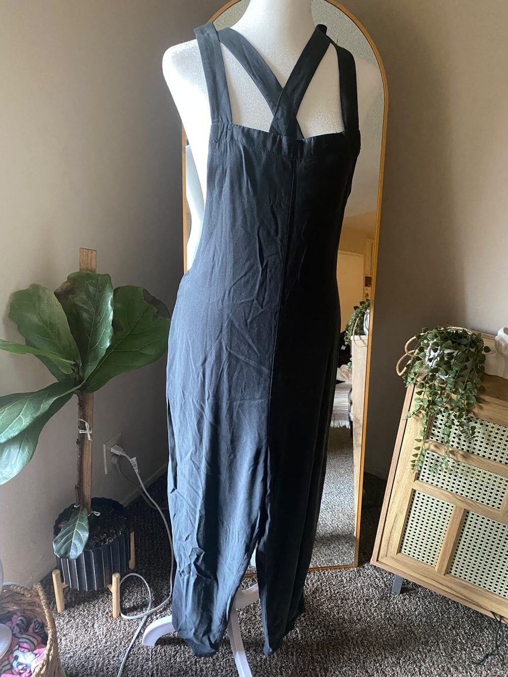 Urban Outfitters Charcoal Cross-Back Jumpsuit